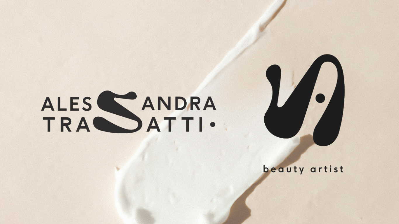 Logo Alessandra Trasatti con una S a pennellata e brandmark nero