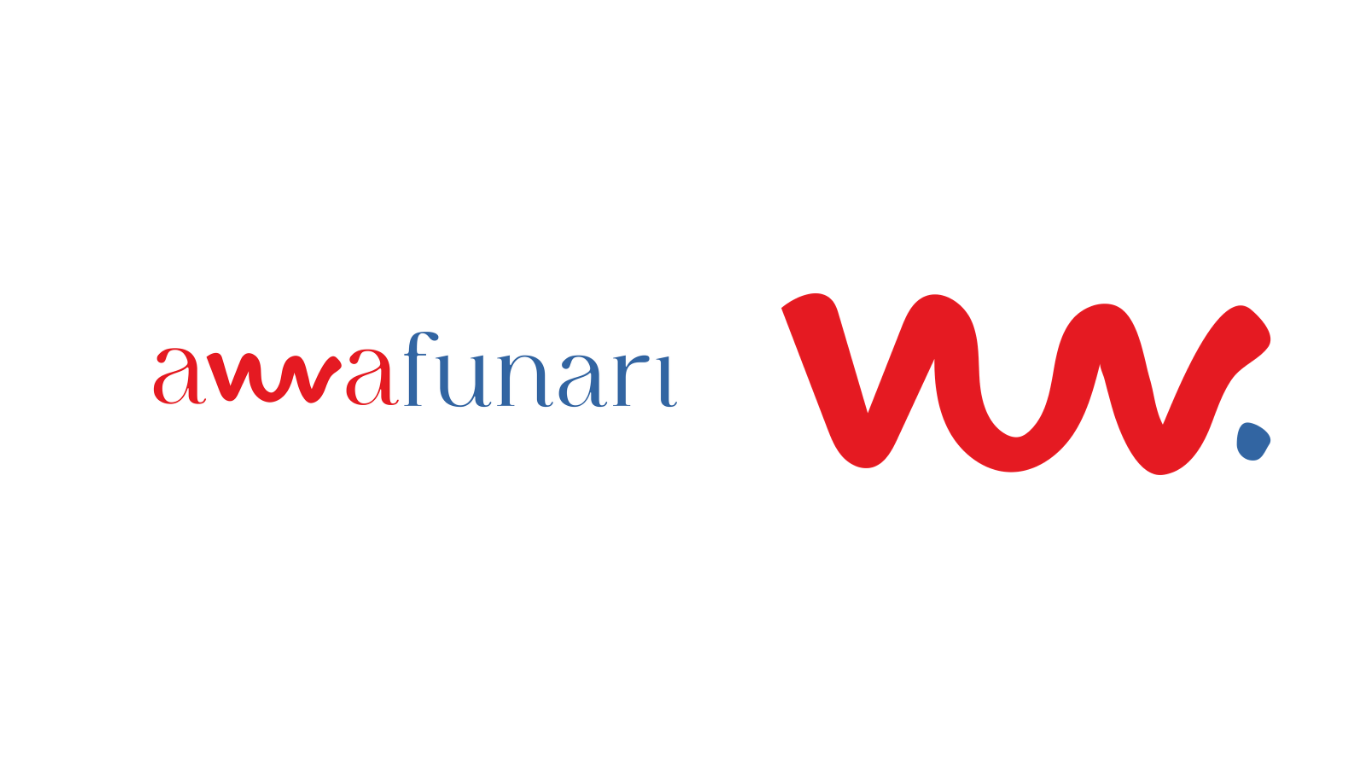 Wordmark Anna Funari e brandmark rosso e blu